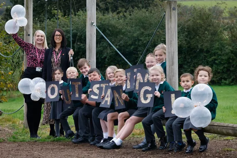 Pupils and staff at Oxhey First School, which has been ranked 'outstanding' by Ofsted. (Image: Pete Stonier / Stoke Sentinel)