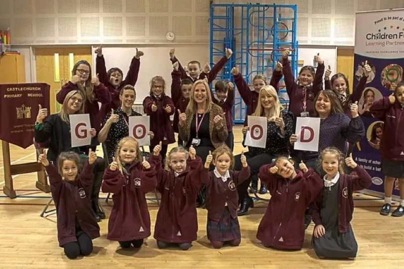 Celebrations at Castlechurch Primary School (Image: Paul Milgate)